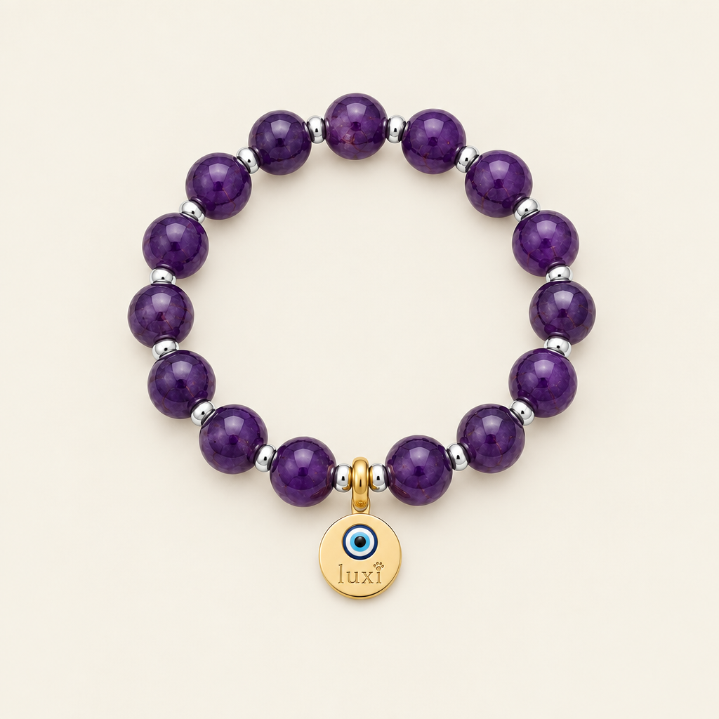 Amethyst bracelet with exact-match Luxi charm