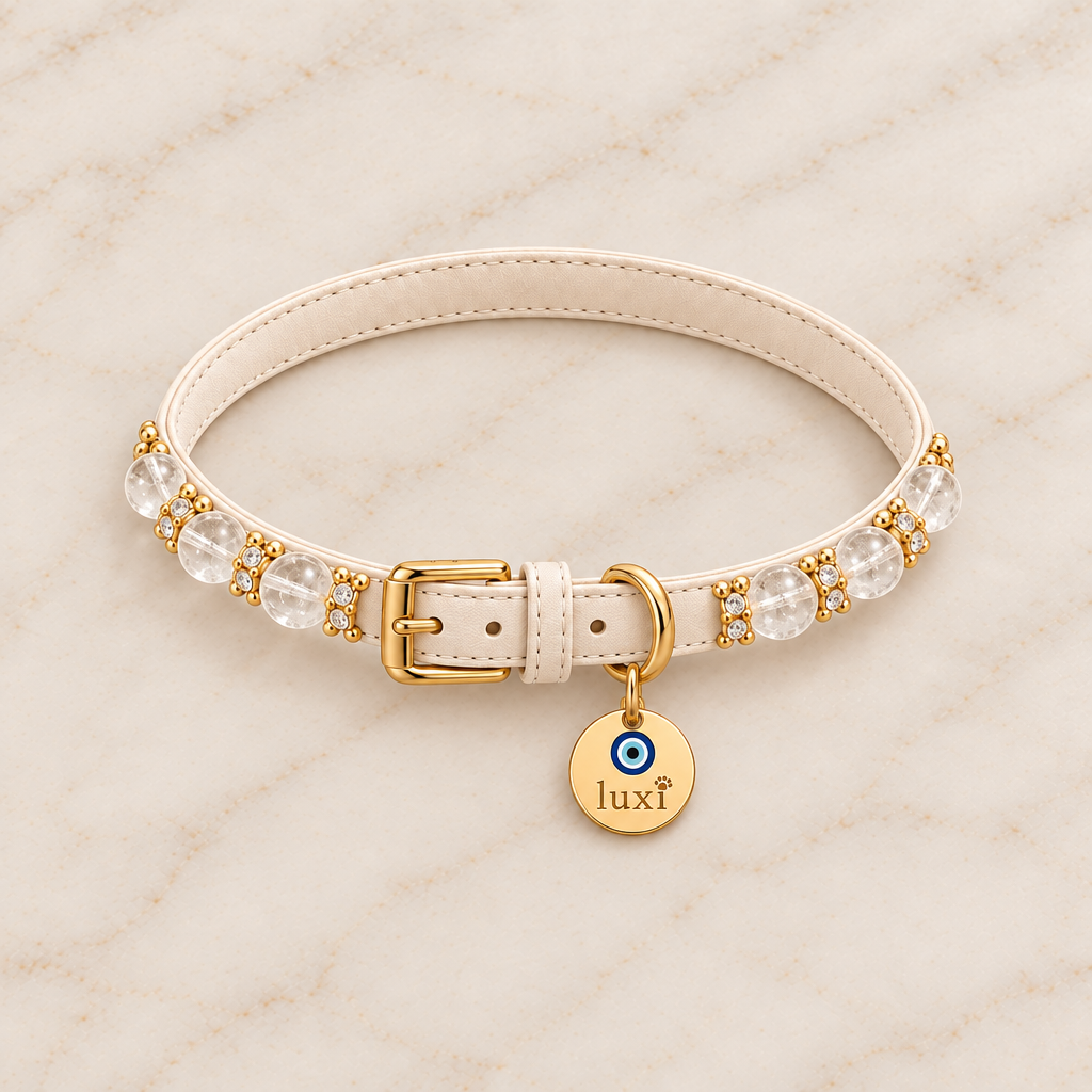 Clear-quartz collar flat lay