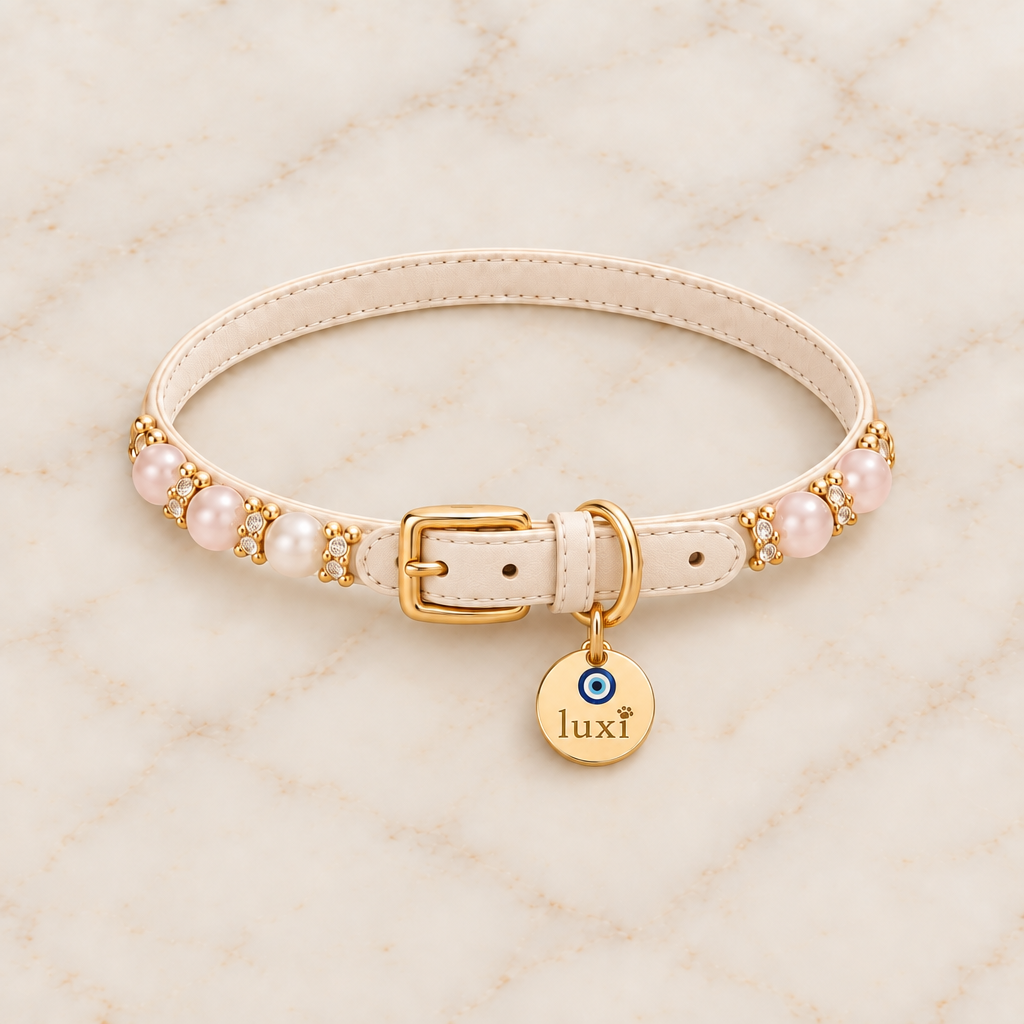 Pink collar with D-ring tag